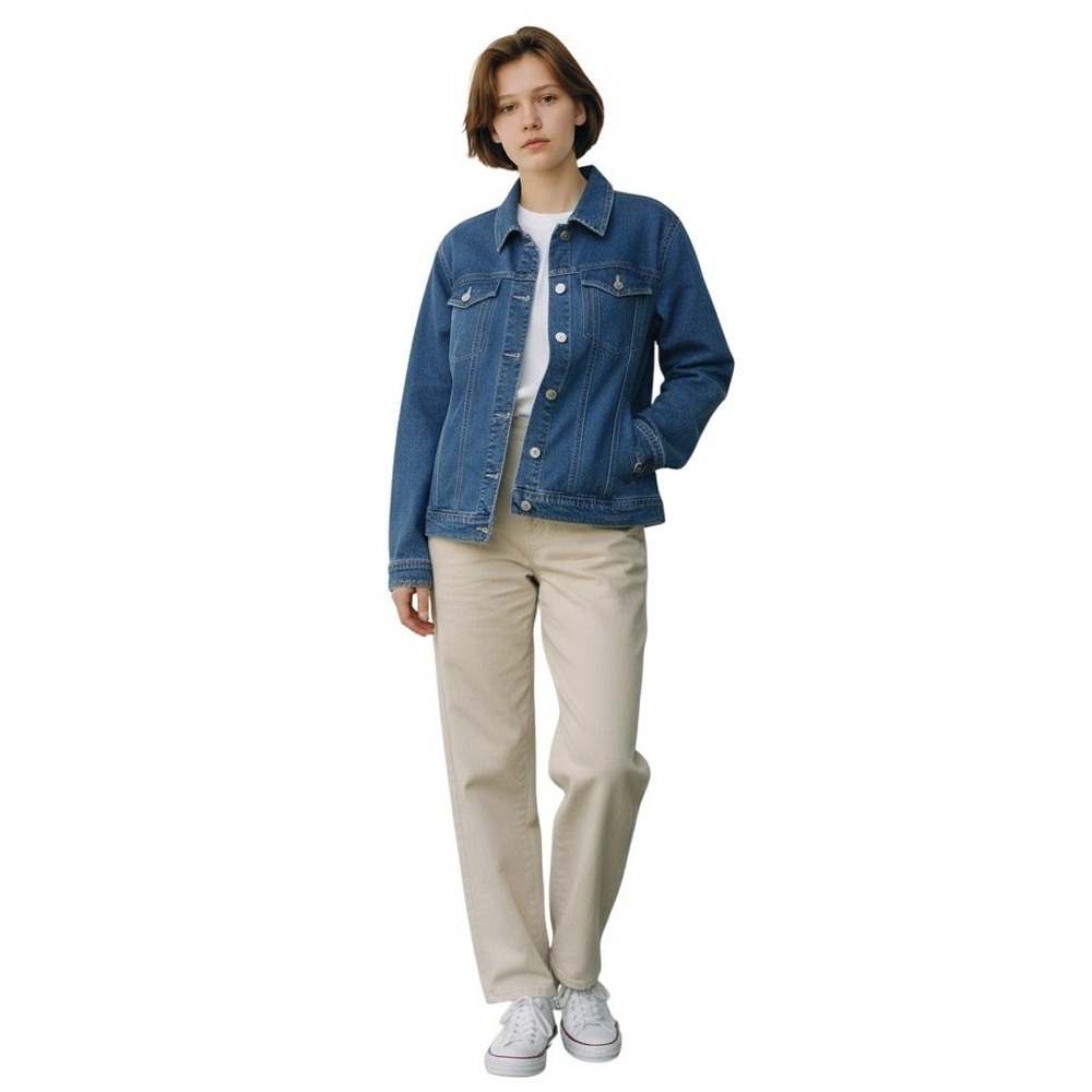 Luvamia Women's 3XL Blue Denim Jean Jacket Button Front Pockets Stretch‎ Classic
